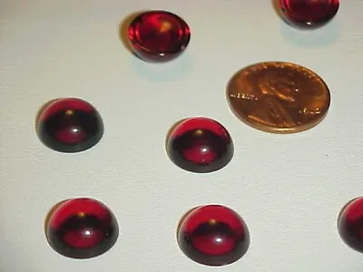 24 VINTAGE RUBY ACRYLIC ROUND 12mm. SMOOTH DOME CABOCHONS D259 • $2.24