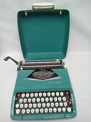 Vintage Sears Manual Challenger II Typewriter With Portable Case Aqua 1970s • $84