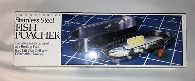 $39.99 • Buy Vintage 1989 Progressive Commercial Stainless Steel Fish Poacher  18 L X 6 1/4 W