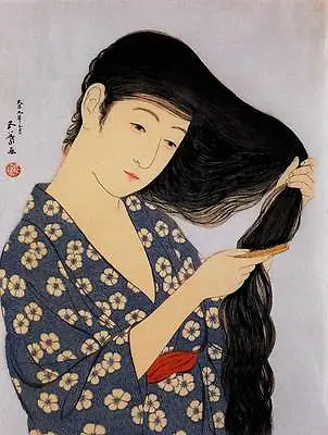 Long Black Hair 15x22 Japanese Print Japan By Goyo Asian Art Japan  • $48.99