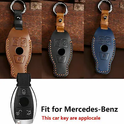 Fits Mercedes-Benz 3 Buttons Smart Remote Leather Car Key Fob Case Cover Shell • $14.18