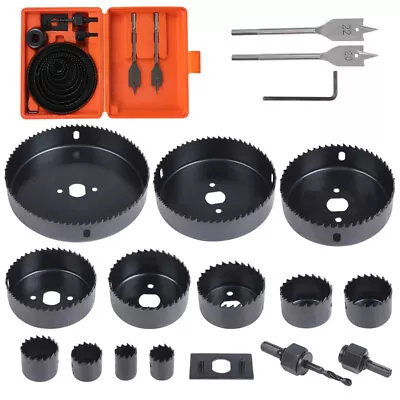 18PCS Holes Saw Kit 19-127mm Circular Round Cutting Sawing Kit Set Wood Metal - • £8.89