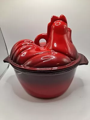 Vintage Lodge Red Hen Chicken On Nest 2 Qt. Cast Iron Dutch Oven Casserole • $65