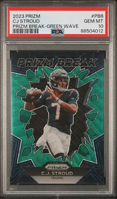 2023 Prizm CJ STROUD Prizm Break Green Wave RC #PB6 PSA 10 Gem Mint POP 14 SP • $29