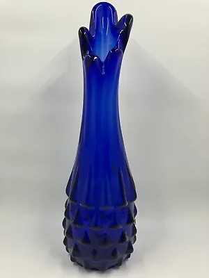 Vintage MID-CENTURY Modern SWUNG VASE Five 5 Finger COBALT BLUE Art Glass MCM • $31.50