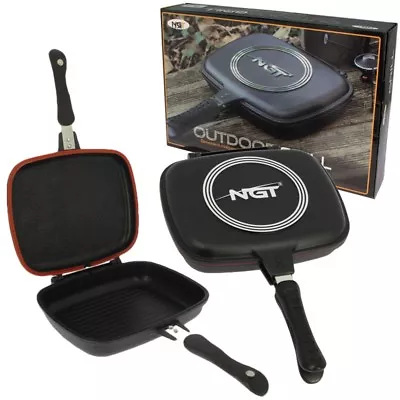 £26.95 • Buy Ngt Double Grill Pan Non Stick Connect Pans Carp Fishing Cooking Camping