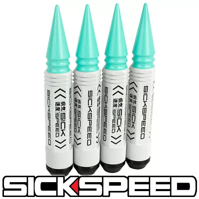 Sickspeed 4 Pc White 5 1/2  Long Mint Green Spiked Steel Lug Nuts 12x1.5 N20 • $20.88