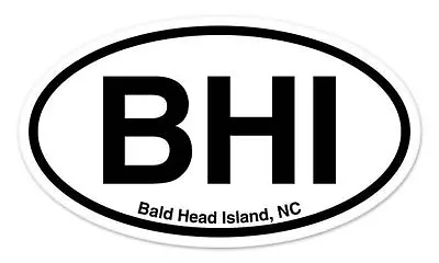 BHI Bald Head Island NC North Carolina Oval Car Window Bumper Sticker Decal 5  X • $3.89