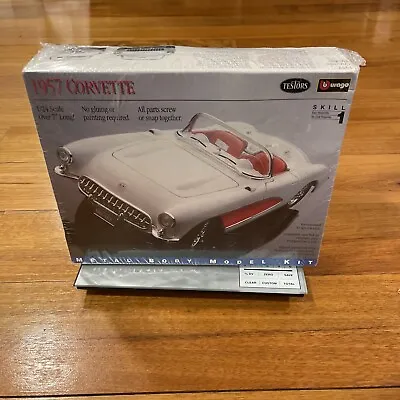 Testors Burago 1957 Chevy Corvette 1/24 Metal Model Car Kit #166 1993 NEW SEALED • $22.99