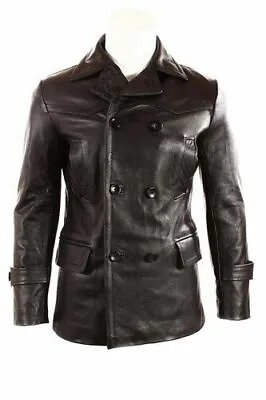 German Submariner WW2 Vintage Men's Black Real Leather Jacket/Coat • $154.99