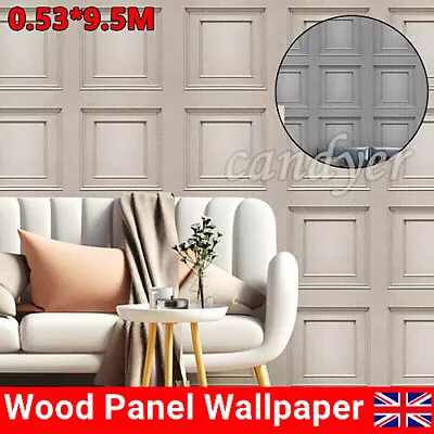 Wood Panel Wallpaper 3D Effect Feature Wall*Grey Cream Pink Wall Papers-Decor.lv • £6.69