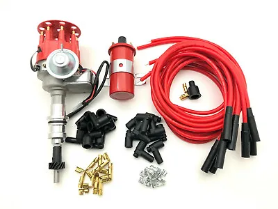 SB Ford 351W V8 HEI Distributor Kit 45K Volt Coil 8.5mm Spark Plug Wires Set • $139.95