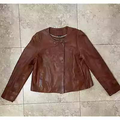 Women’s Vintage Banana Republic Tan Leather Button Jacket Size Medium  • $30