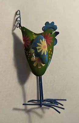 Pink/Yellow Floral And Metal Chicken Multi-Colored Decoration Pre-Owned • $4.99