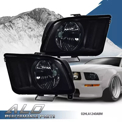 Fit For 2005-2009 Ford Mustang Black Housing Smoke Lens Headlights Left+Right • $65.87