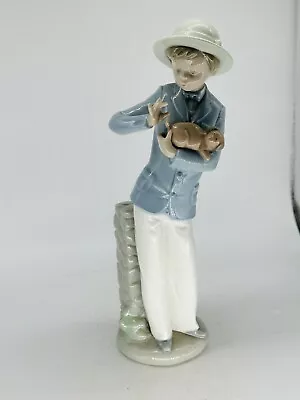 Nao By Lladro Daisa 1980 Rare Boy And Puppy 25cm Made In Spain • £25