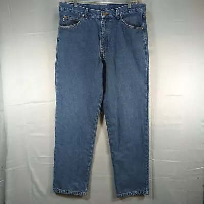 LL Bean Lined Jeans 36x34 Mens Blue Denim Relaxed Fit Double L Cotton Pants • $17.35