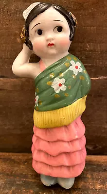 Vintage Spain Frozen Charlotte Penny Doll Bisque Japan Spanish 5 3/8” Figurine • $18