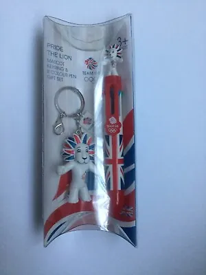 London 2012 Olympics Pride The Lion Pen & Keyring Set BNIB Red Union Jack • £3.80