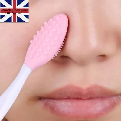 2Pcs Skin Care Wash Face Silicone Brush Exfoliating Nose Blackhead Clean Tool • £3.90