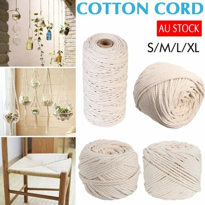 $9.99 • Buy 3/4/5/6mm Natural Cotton Twisted Cord Craft Macrame Artisan Rope Craft String AU