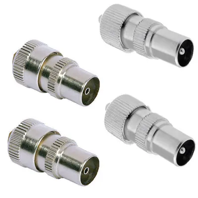 2 X MALE 2 X FEMALE TV AERIAL COAX CONNECTORS SOCKET COAXIAL PLUG METAL CABLE UK • £3.05