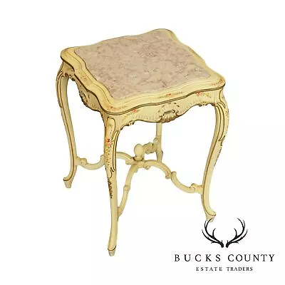 Vintage Italian Painted Marble Top Side Table • $495