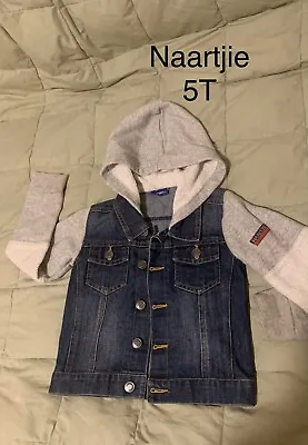 Naartje Kids 5T Denim Jacket /Hoodie Gray Sweatshirt • $12.98