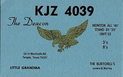 Vtg 1980s CB Radio QSL Post Card Temple Texas Retro Collectible • $10.95
