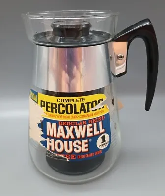 Maxwell House Coffee Percolator Vintage Six Cup Gold Accents • $22