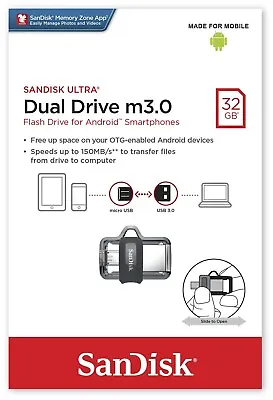 Sandisk Ultra Dual M3.0 Flash Drive Usb-A Micro Usb FREE POSTAGE • £7.99