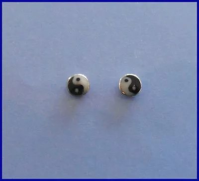 Pair Of Sterling Silver  925  Ying Yang ( 4 Mm )   Ear Studs  !!       New  !! • £4.99