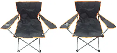 2 X Black Lightweight Seats Camping Fishing Beach Folding Captains Chair TY8439 • £22.29