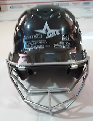 All Star System 7 Helmet W/ Face Guard Batting Helmet Cage Mask Black BH3000 • $40.99