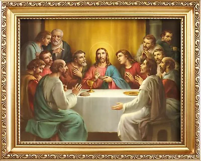 Last Supper Religious Gold Wood Picture Frame Size 10  X 12  • £15.99