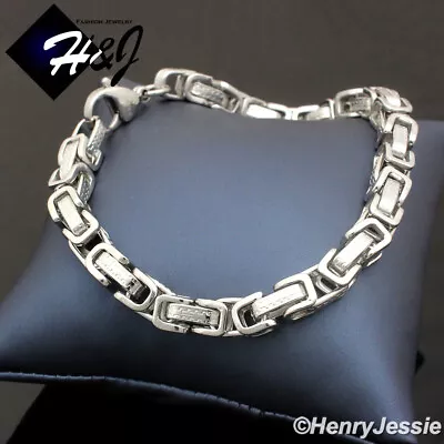 7.5 -11 MEN's Stainless Steel 6.5mm Silver Byzantine Box Link Chain Bracelet*T • $11.99