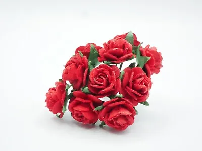10 Pcs Miniature Rose Mulberry Paper Flower (10 Mm)  Paper  Dollhouse Handmade • $2
