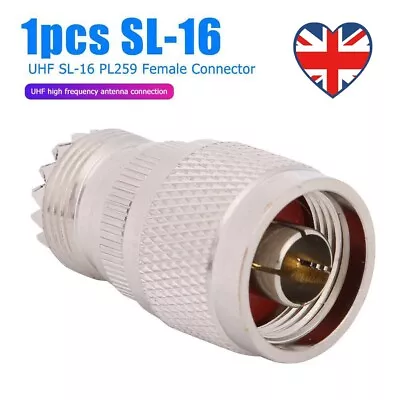 N Type L16 Male Plug To UHF SL-16 PL259 Female Copper Connector Adapter RF Plug • £5.49