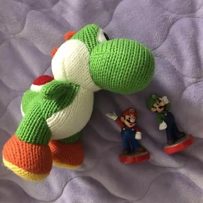 Nintendo Amiibo Knitted Mega Yarn Yoshi Wooly World Big Wii U Figure Game • £297.11