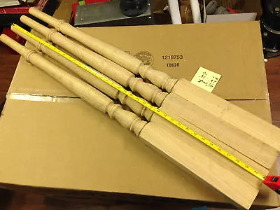 4 - Red Oak Stair Spindles Balusters Tappered 40  Long X 2.25  Base X 1.25  Top • $31.60