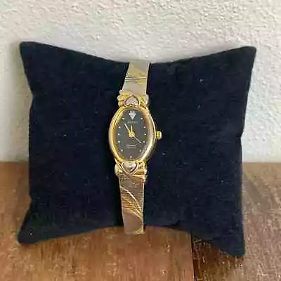 Elgin Ladies VINTAGE Gold Silver Told Heart Oval Face Adjustable Wrist Watch • $25