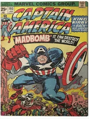 CAPTAIN AMERICA #193 Vintage Classic Jack Kirby Cover 1976 Canvas Framed 60x80 • £24.99