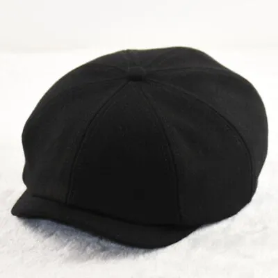 Men Newsboy Cap Retro Casual 8 Panel Cabbie Hat Faux Wool Flat Beret Cap Soft • $13.91