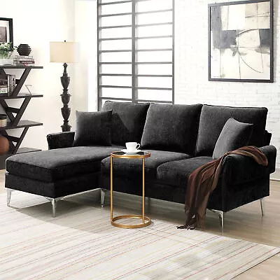 84'' L-Shaped Sofa Convertible Sectional Couch For Home Living Room W/ 2 Pillows • $571.90
