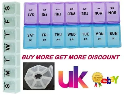 Large Weekly Daily Pill Box Medicine Tablet Storage Dispenser 7 Day UK • £3.09