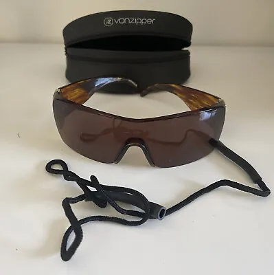 Von Zipper Mania Shield SunGlasses Brown Made In Italy  With Case Vonzipper VCG • $55