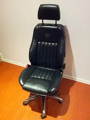 $455 • Buy Alfa Romeo Seat Office Chair Leather Height & Tilt Adjustable Genuine 156 BLACK