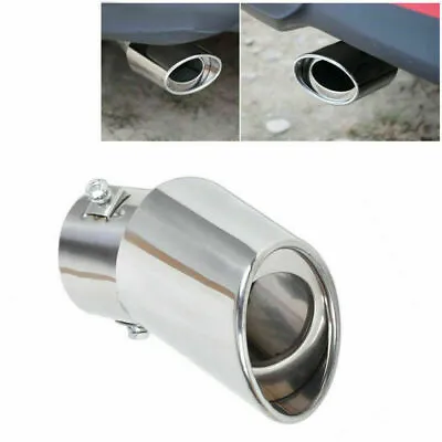 For Car Round Silver Stainless Steel Parts Exhaust Tail Muffler Chrome Tip Pipe • $17.55