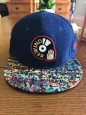 Vintage Rewind DJ Denim Pattern Snapback Hat Cap 10 Mix Mixer • $27.99