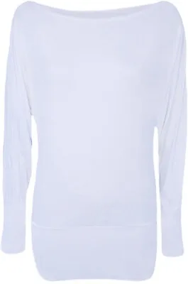 New Ladies Slash Neck Batwing Sleeve Baggy OffShoulder Bardot Summer T-Shirt Top • £9.99